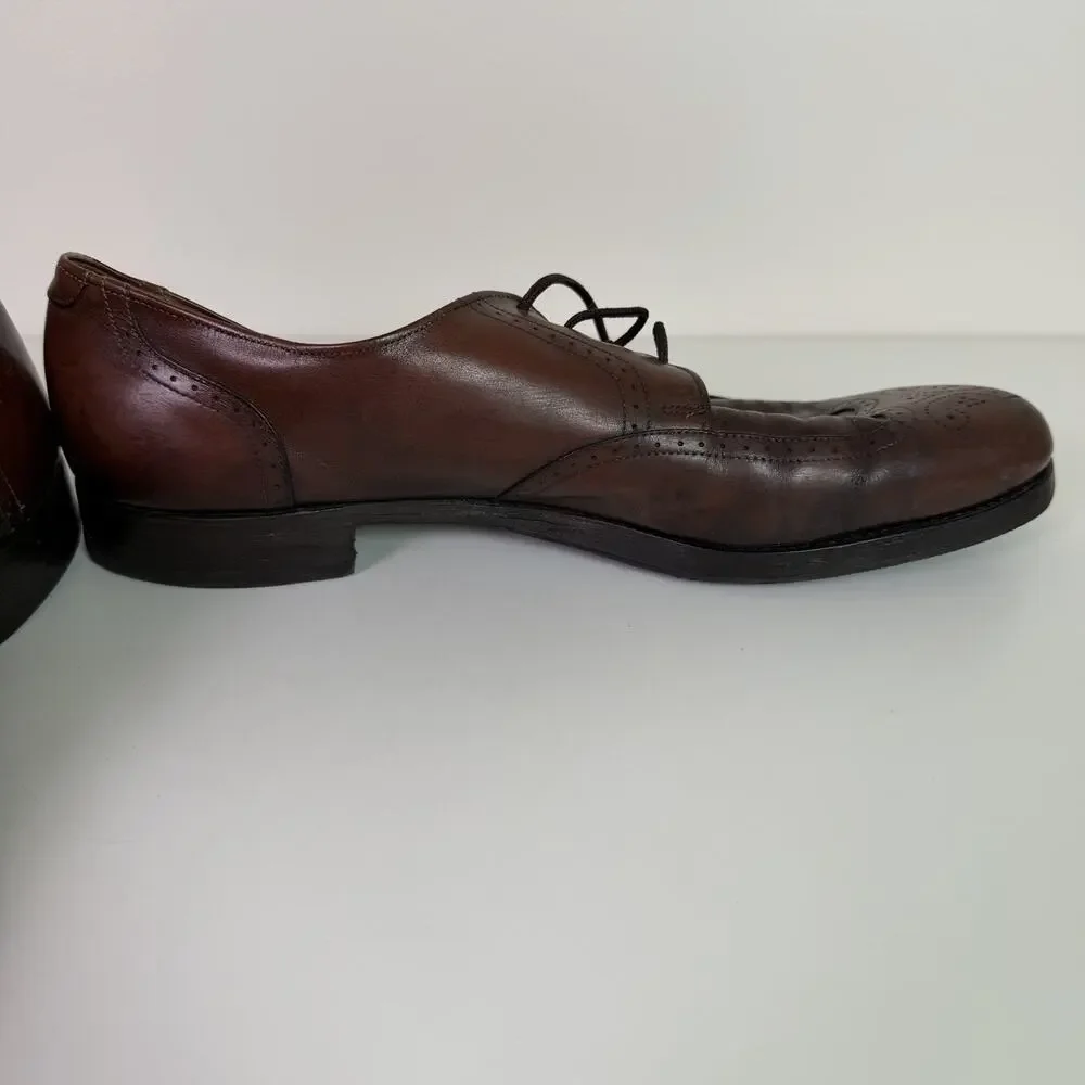 Allen Edmonds Carlton Brown Leather Wingtip Brogue Oxford Dress Shoes Men 14 USA